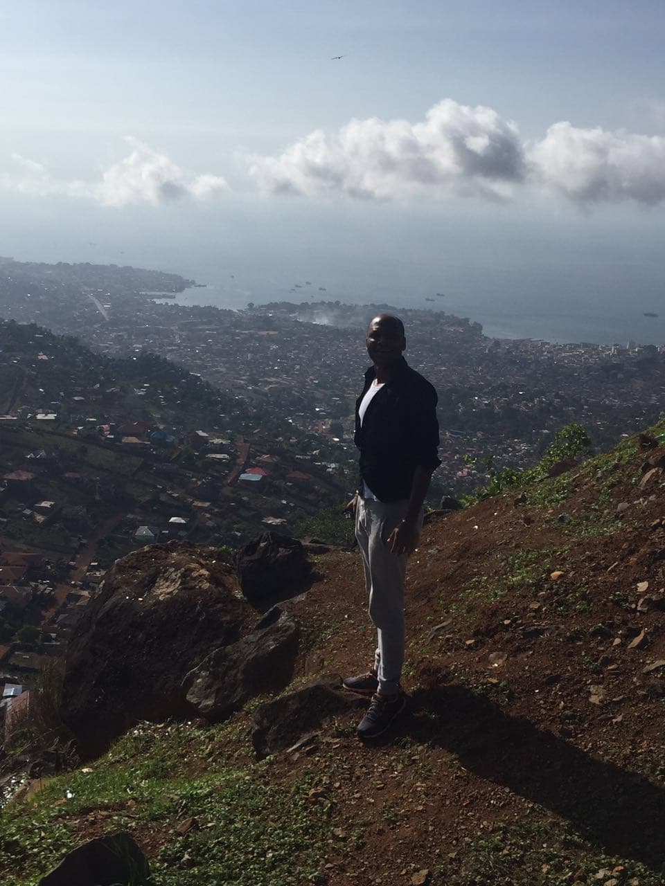 Panoramic view of Freetown and the Atlantic from Leicester Peak