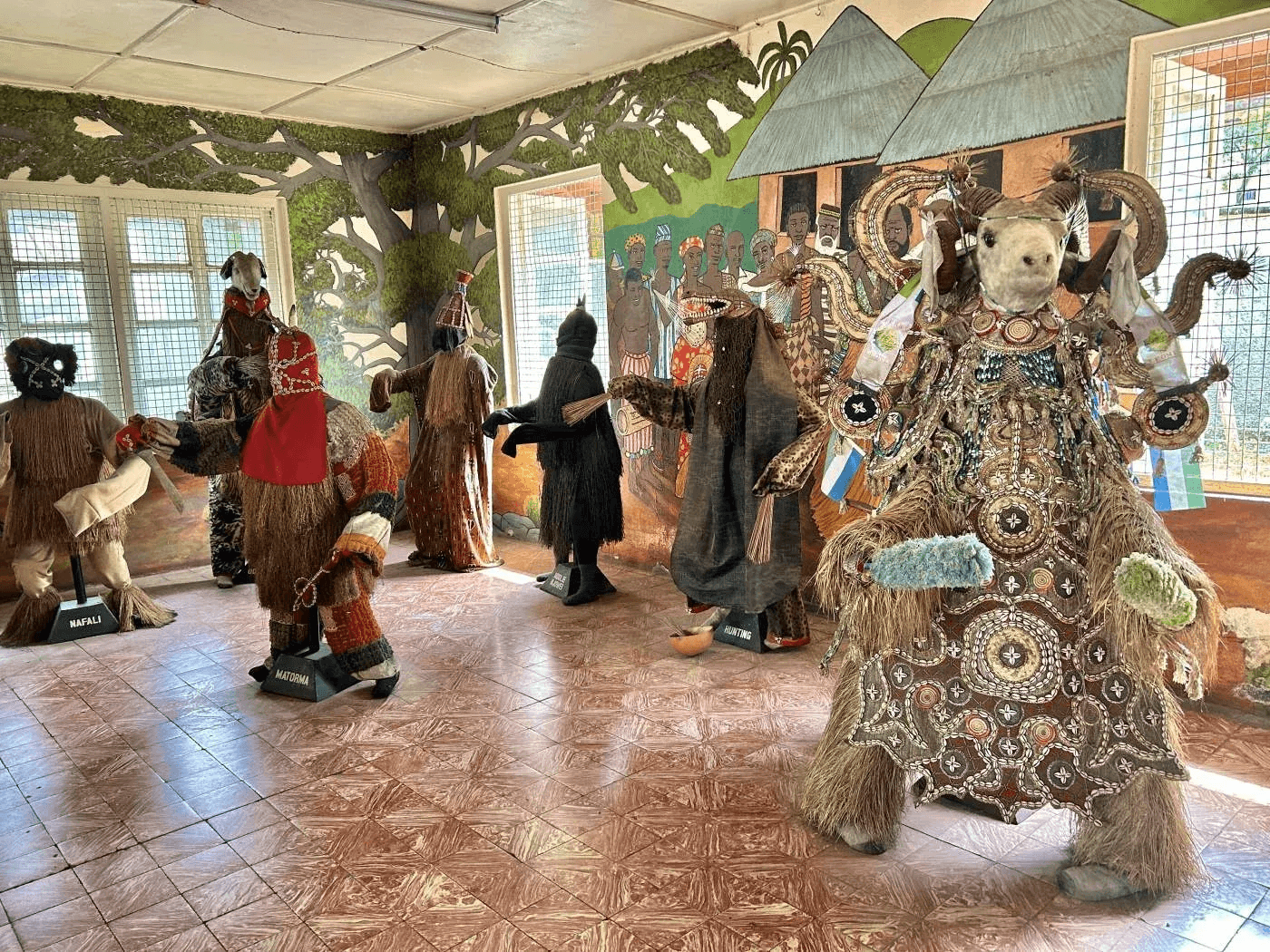 Traditional costumes and masks on display at the National Museum