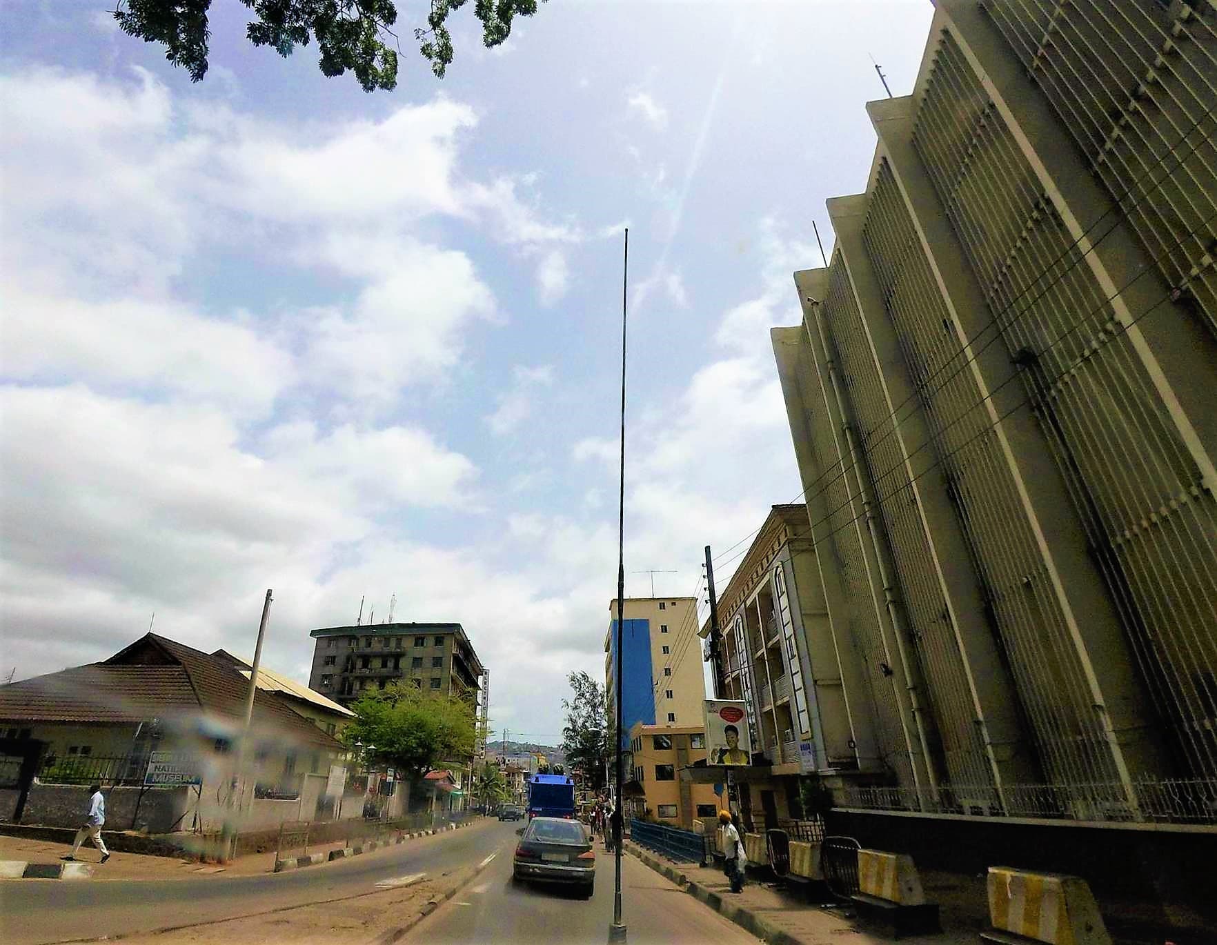 Street view beside the Sierra Leone National Museum in central Freetown